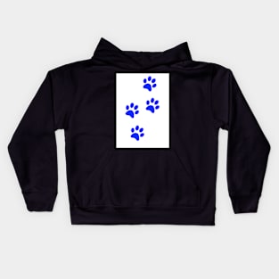 Blue Pawprints on White Kids Hoodie